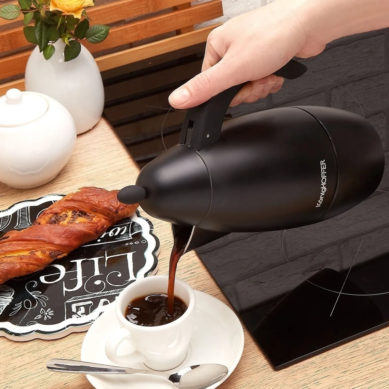 Aluminiowa kawiarka KönigHOFFER Prestigio Black 6 espresso