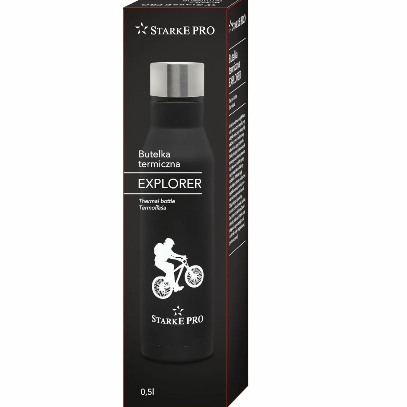 Butelka termiczna Starke Pro Explorer 500 ml czarna ze stali nierdzewnej