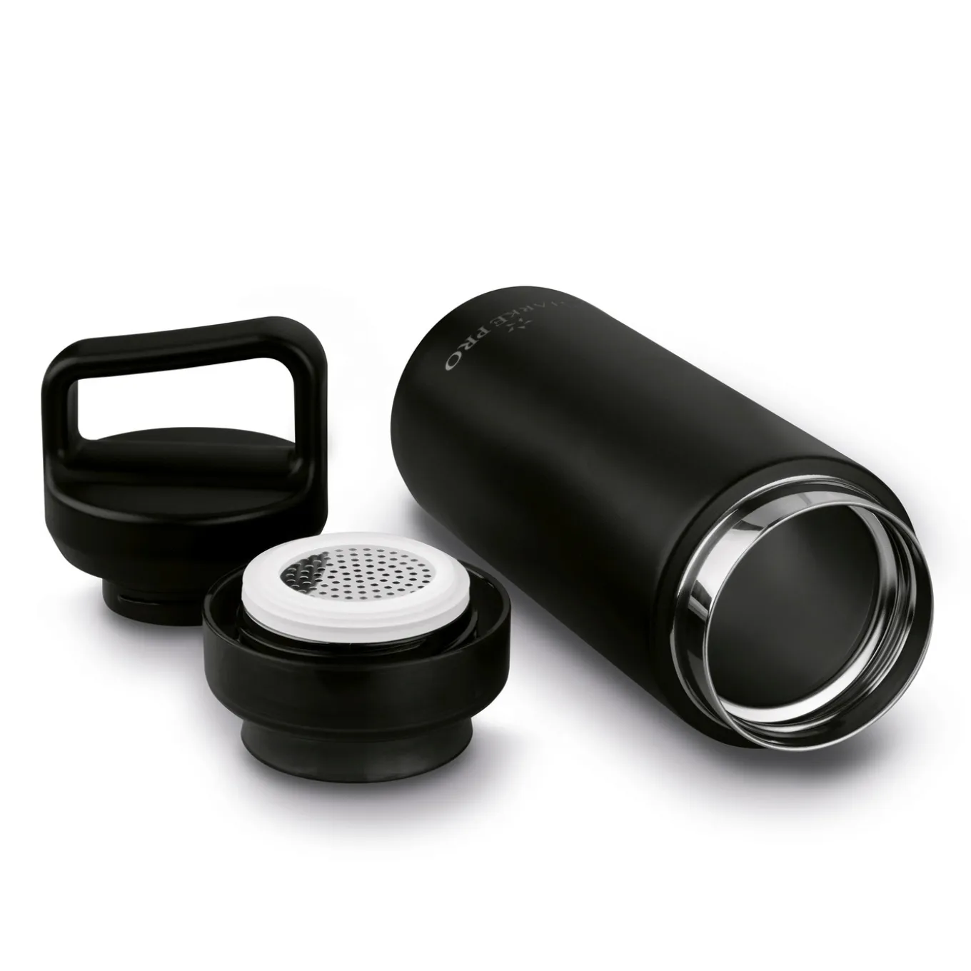 Butelka termiczna z sitkiem Starke Pro Lazaro 400 ml czarna