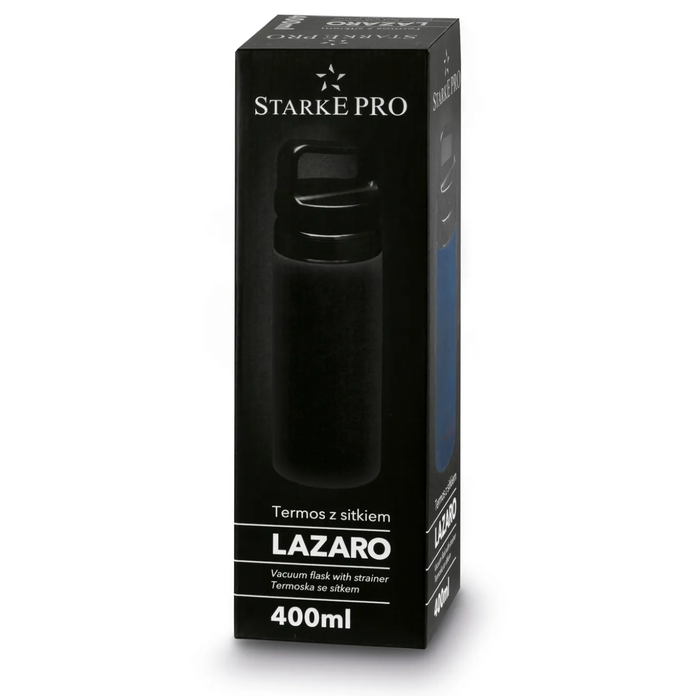 Butelka termiczna z sitkiem Starke Pro Lazaro 400 ml czarna