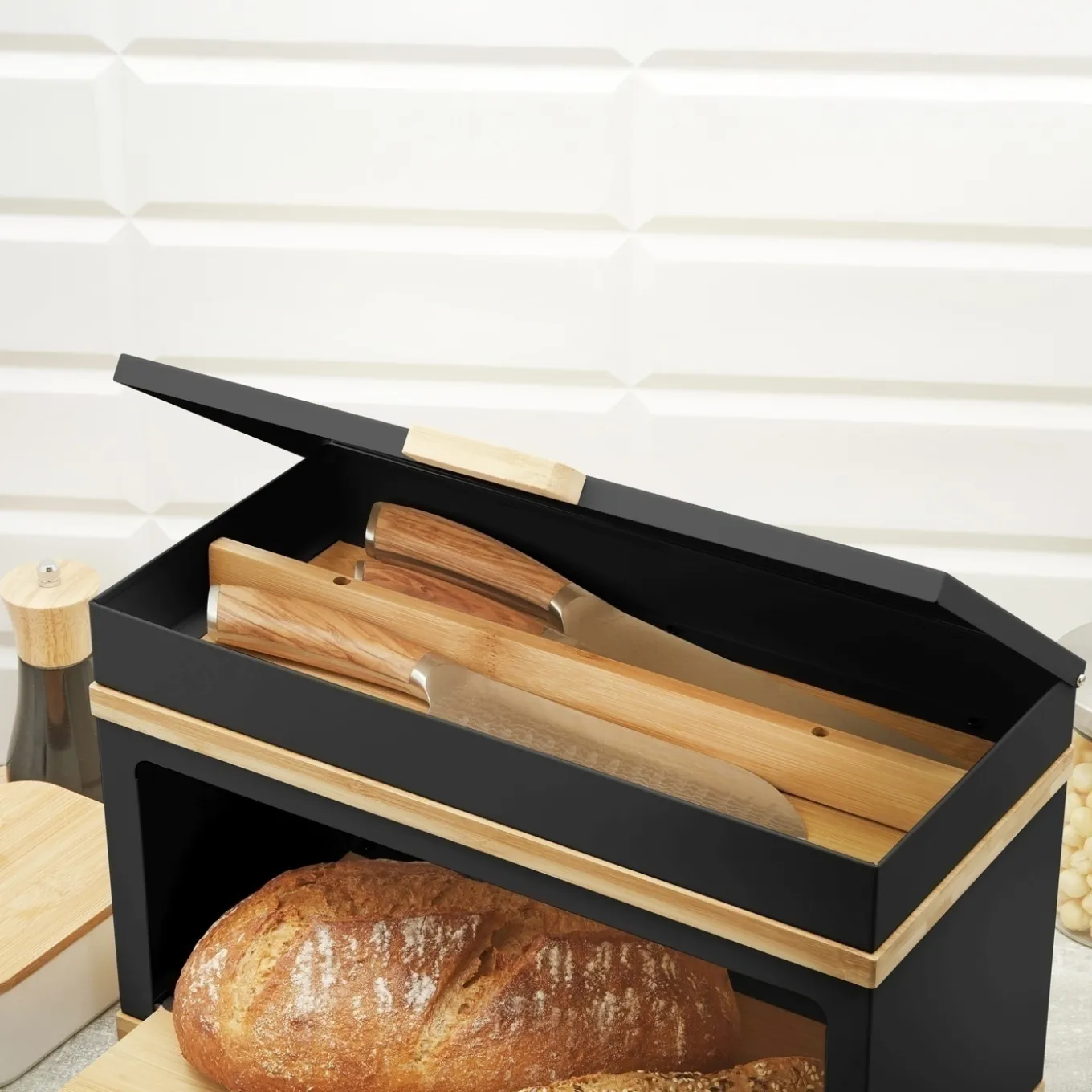 Chlebak stalowy dwupoziomowy Konighoffer Artesano 38 x 18 x 23 cm czarny