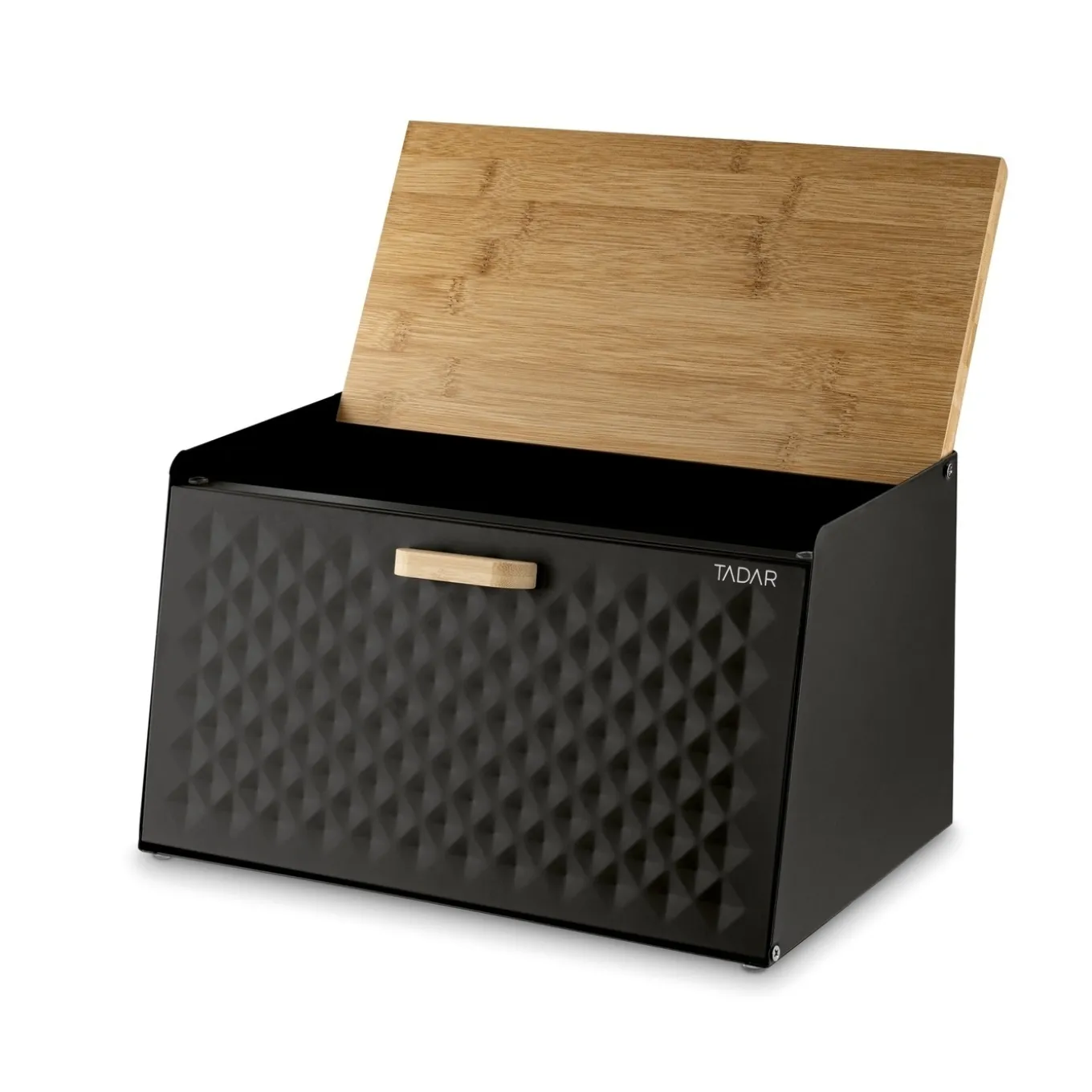 Chlebak stalowy Tadar Geometric Wood 35,5 x 21,5 x 20 cm czarny
