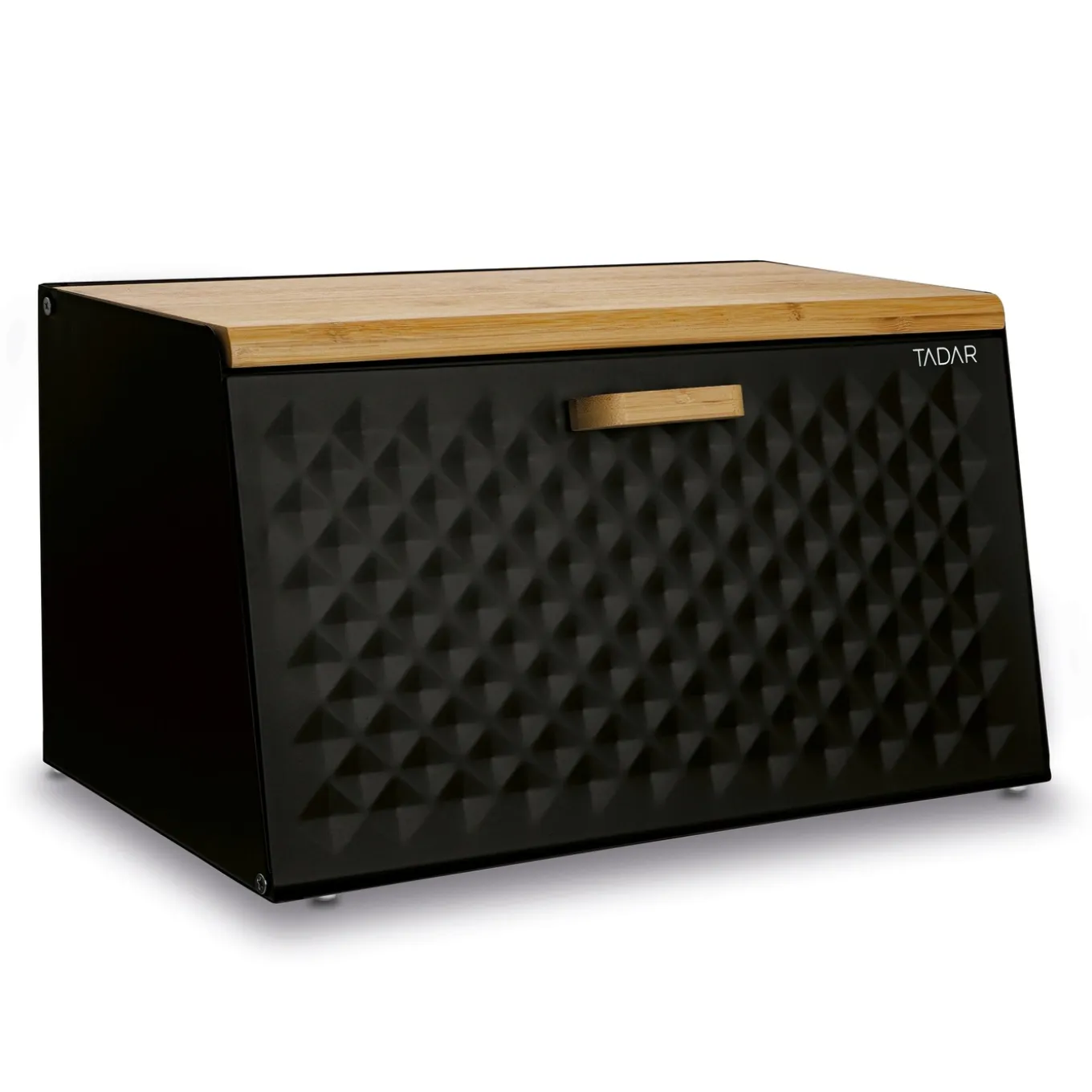 Chlebak stalowy Tadar Geometric Wood 35,5 x 21,5 x 20 cm czarny
