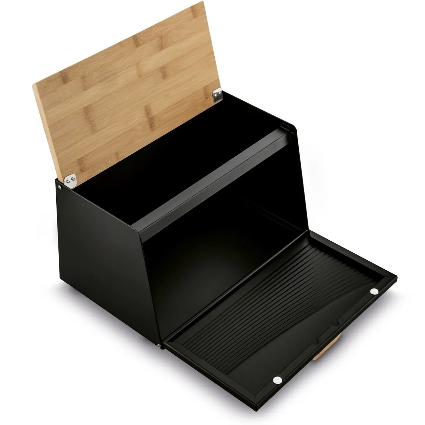 Chlebak stalowy Tadar Skandi Wood 20,5 x 35,5 x 21,5 cm czarny