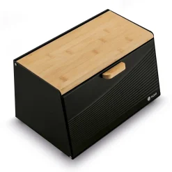 Chlebak stalowy Tadar Skandi Wood 20,5 x 35,5 x 21,5 cm czarny