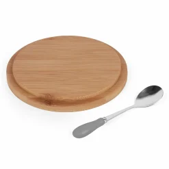 Cukiernica porcelanowa z pokrywką i łyżeczką Konighoffer 14,5 x 5 cm szara