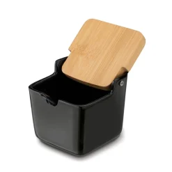 Cukiernica z łyżeczką i bambusową pokrywką porcelanowa NBC Konighoffer Ceramic 270 ml czarna