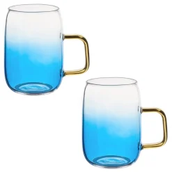 Dzbanek szklany Starke Pro Arube 1,5 l i 2 szklanki 300 ml niebieskie