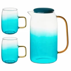 Dzbanek szklany Starke Pro Arube 1,5 l i 2 szklanki 300 ml zielone