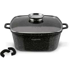 Garnek ceramiczny Konighoffer Kingstone 28 cm kwadratowy z aromatyzerem i 2 nak艂adki