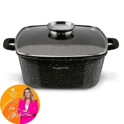 Garnek ceramiczny Konighoffer Kingstone 28 cm kwadratowy z aromatyzerem i 2 nak艂adki