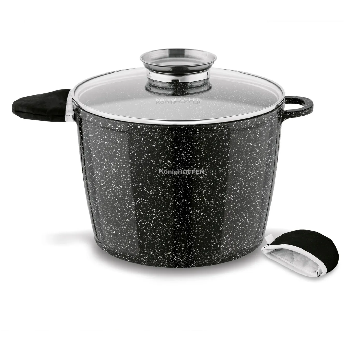 Garnek ceramiczny wysoki Konighoffer Kingstone 6,85 l okrągły z aromatyzerem i 2 nakładki