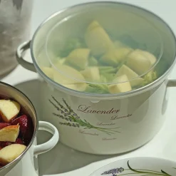 Garnek emaliowany prosty Tadar Lawenda 2,3 l z pokrywką