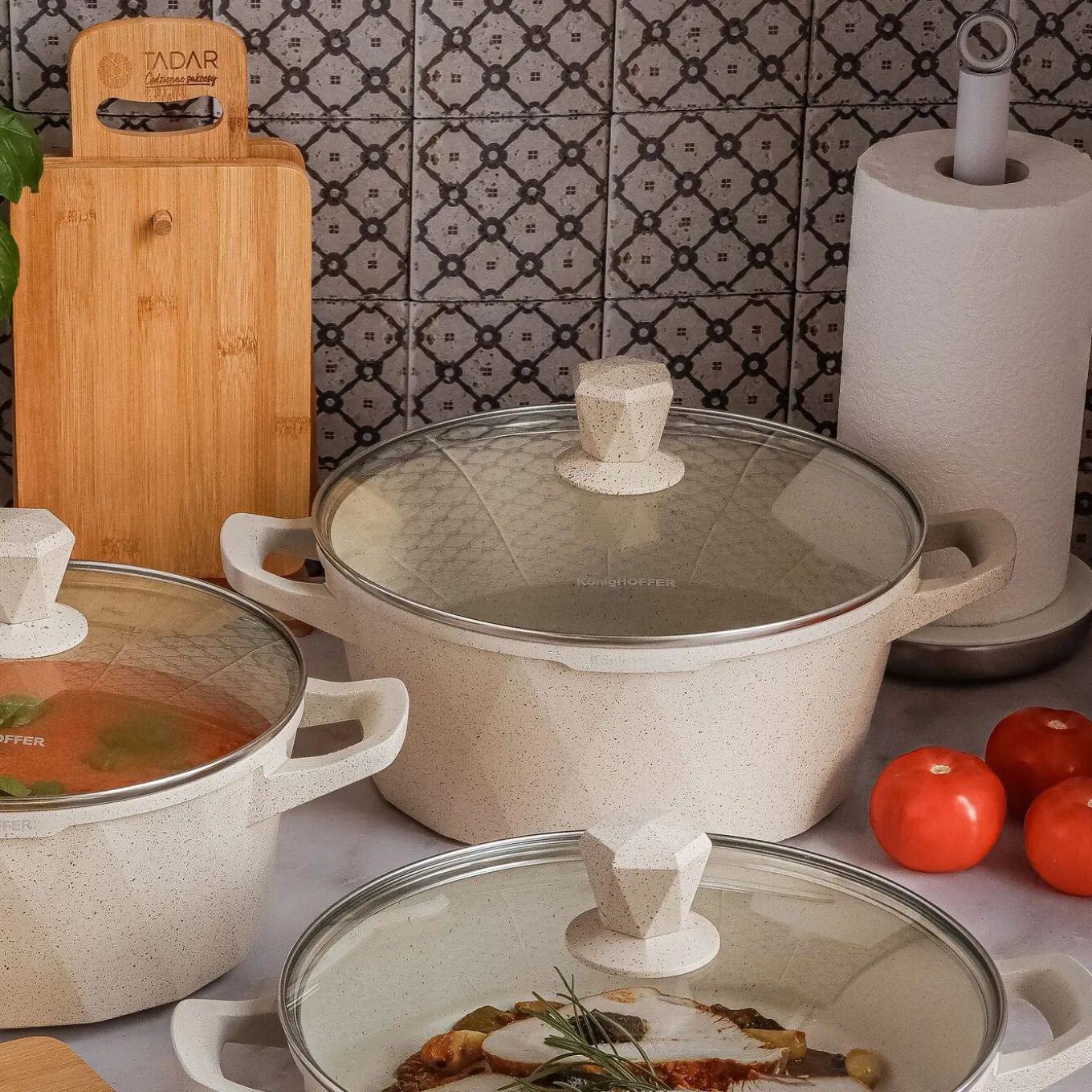 Garnek marmurowy na indukcję z pokrywką Konighoffer Corte 6 l