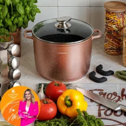 Garnek na indukcję wysoki Konighoffer Pollo Rose Gold 10 l i 2 nakładki