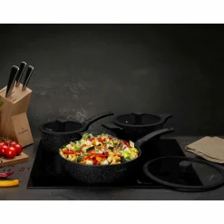 Garnek na indukcję z powłoką marmurową i pokrywką Starke Pro Ceres Marble 1,2 l