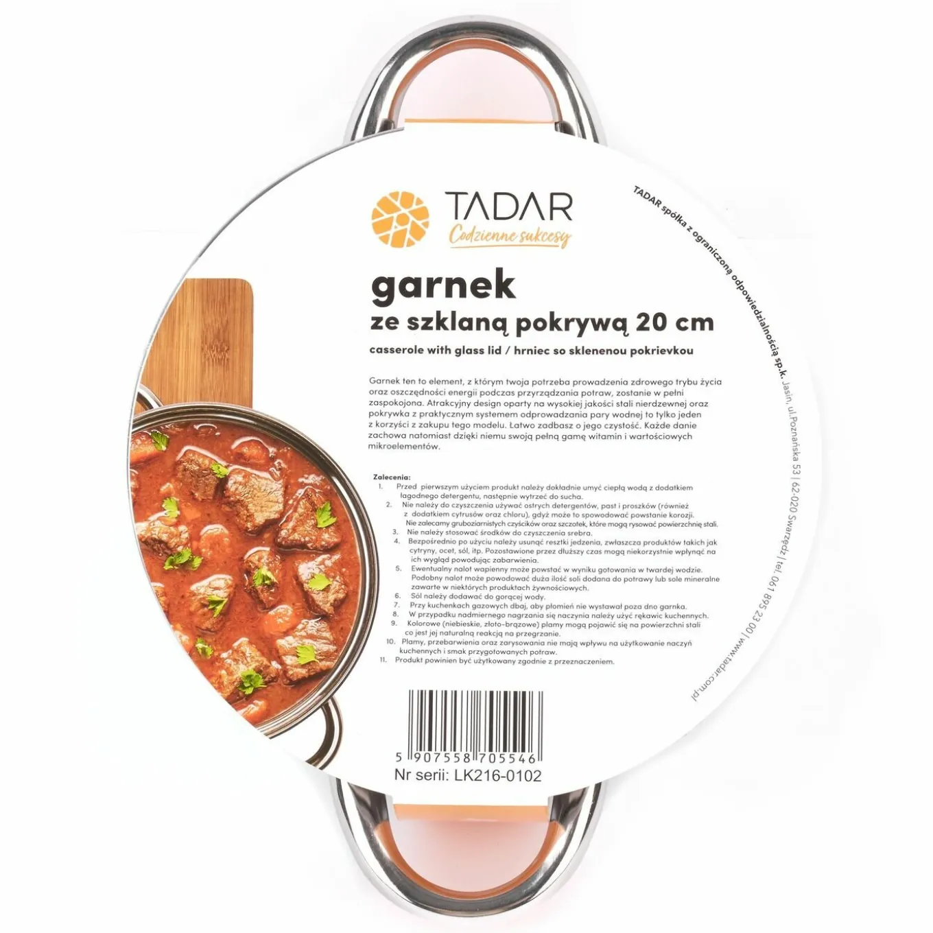 Garnek ze stali nierdzewnej Tadar Cori 20 cm z pokrywką