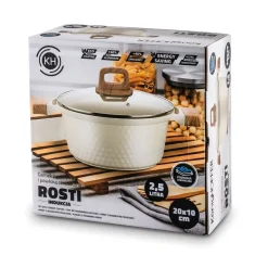 Garnek z powłoką ceramiczną na indukcję Konighoffer Rosti 20 cm 2,5 l kremowy