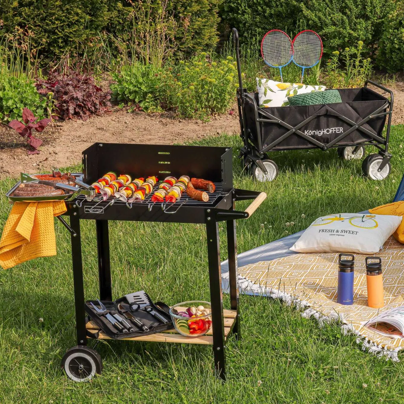 Grill ogrodowy na węgiel Konighoffer 86 x 41 x 80 cm
