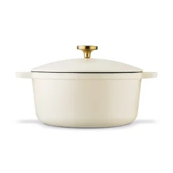 Gęsiarka żeliwna emaliowana Starke Pro 5 l 25 x 12 cm okrągła kremowa