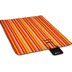 Koc piknikowy z izolacją polarowy Tadar Paski 150 x 200 cm prostokątny