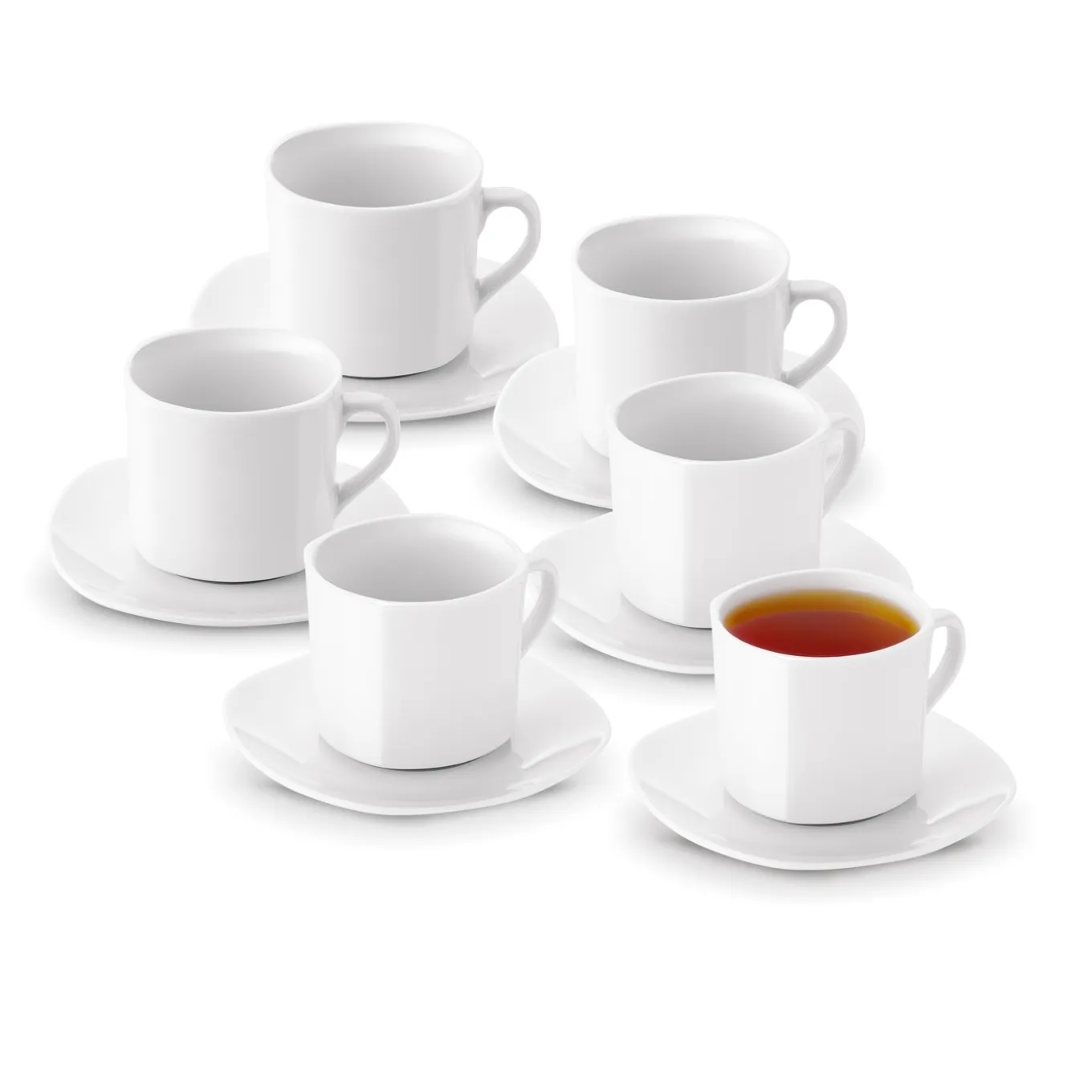 Komplet 6 filiżanek do kawy ze spodkami Tadar 220 ml