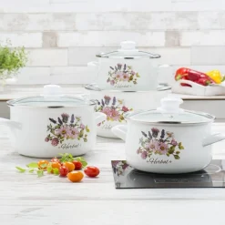 Komplet garnków emaliowanych Tadar Herbal 8 elementów
