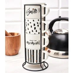 Komplet kubków na stojaku Tadar Decor 300 ml 4 sztuki