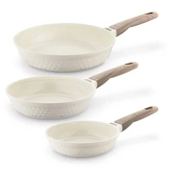 Komplet 3 patelni ceramicznych Konighoffer Rosti 20 24 28 cm kremowe