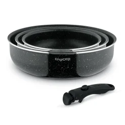 Komplet patelni głębokich z odpinaną rączką Konighoffer Spinel Black 20 / 24 / 28 cm indukcja