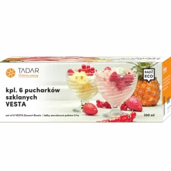 Komplet 6 szklanych pucharków deserowych Tadar Vesta 300 ml