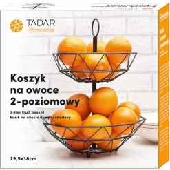 Koszyk na owoce dwupoziomowy Tadar 29,5 x 38 cm czarny