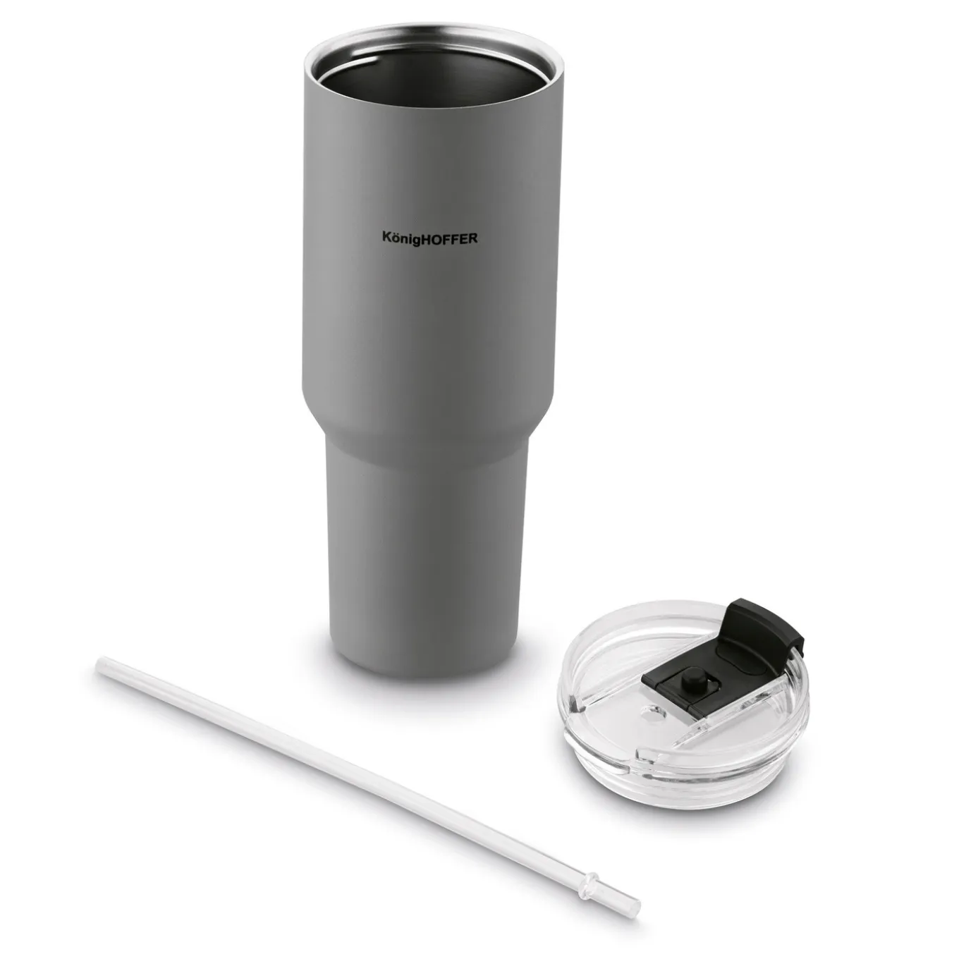 Kubek termiczny ze słomką Konighoffer Davos 1200 ml szary