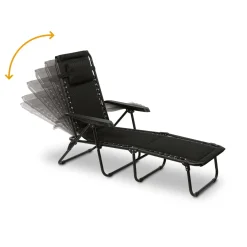 Leżanka leżak ogrodowy plażowy Tadar 6 pozycji 63 x 182 x 55 cm czarny