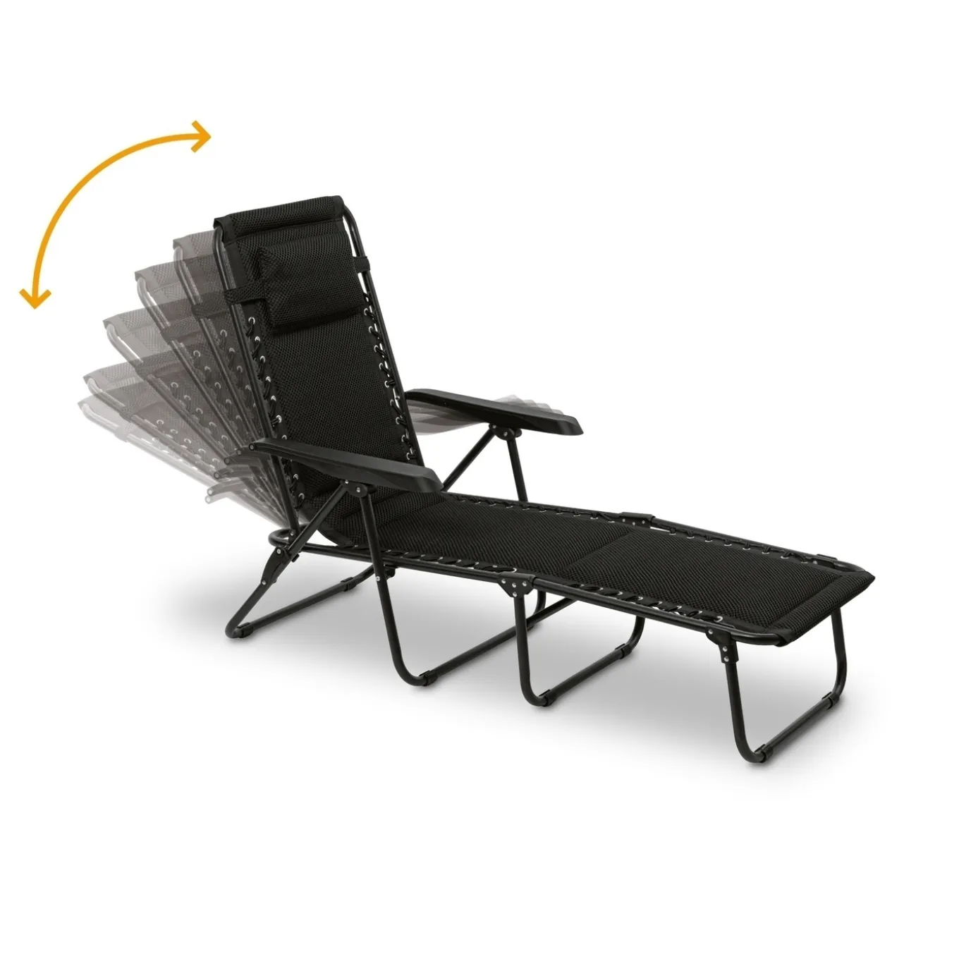 Leżanka leżak ogrodowy plażowy Tadar 6 pozycji 63 x 182 x 55 cm czarny