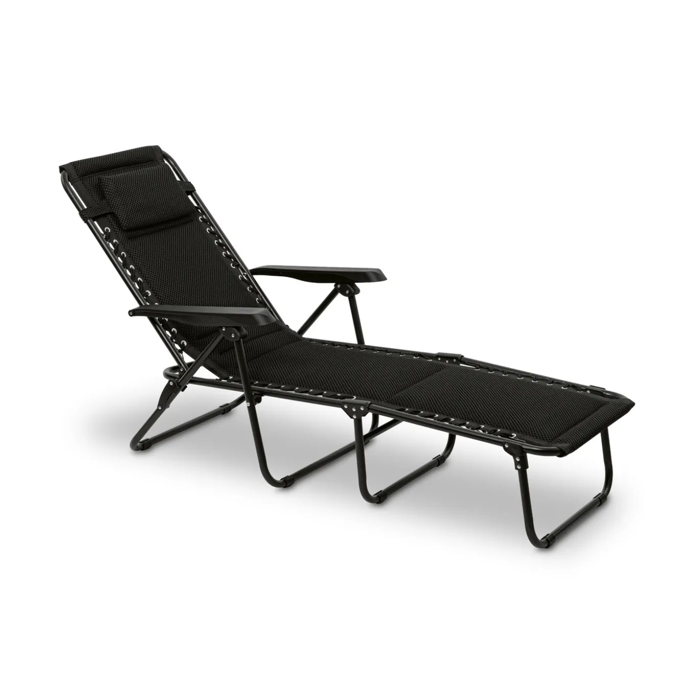 Leżanka leżak ogrodowy plażowy Tadar 6 pozycji 63 x 182 x 55 cm czarny
