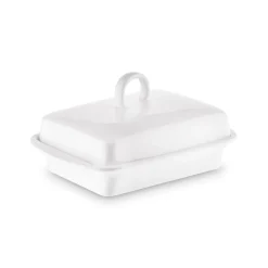 Maselniczka porcelanowa z pokrywką Tadar Ceramic 16,5 x 12 cm biała