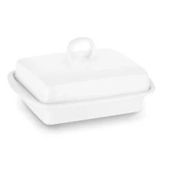 Maselniczka porcelanowa z pokrywką Tadar Ceramic 16,5 x 12 cm biała