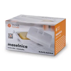 Maselniczka porcelanowa z pokrywką Tadar Ceramic 16,5 x 12 cm biała