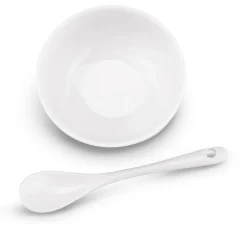 Miseczki do dipów NBC na desce bambusowej z łyżeczkami Konighoffer 3 x 150 ml biały połysk