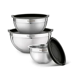 Miski nierdzewne z pokrywkami Konighoffer 16 cm 20 cm 24 cm satyna