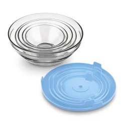 Miski szklane z pokrywkami Tadar 9 cm 10,5 cm 12,5 cm 14 cm 17 cm niebieskie
