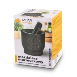 Moździerz kuchenny z tłuczkiem Tadar 10,5 x 10,5 cm marmurowy czarny