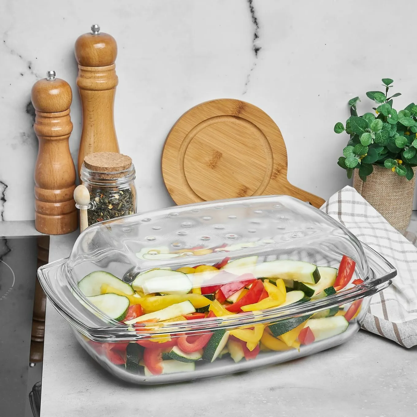 Naczynie żaroodporne prostokątne z pokrywą Termisil Grill&Drop 4,1 l