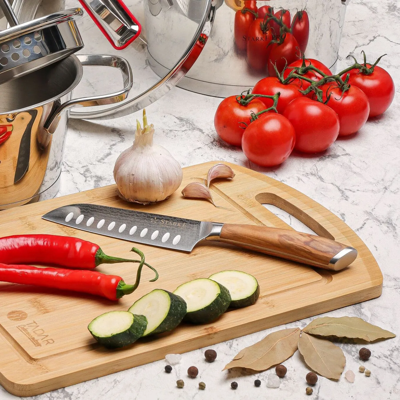 Nóż Santoku z twardej stali Starke Pro Keiko Yoko 12,5 cm