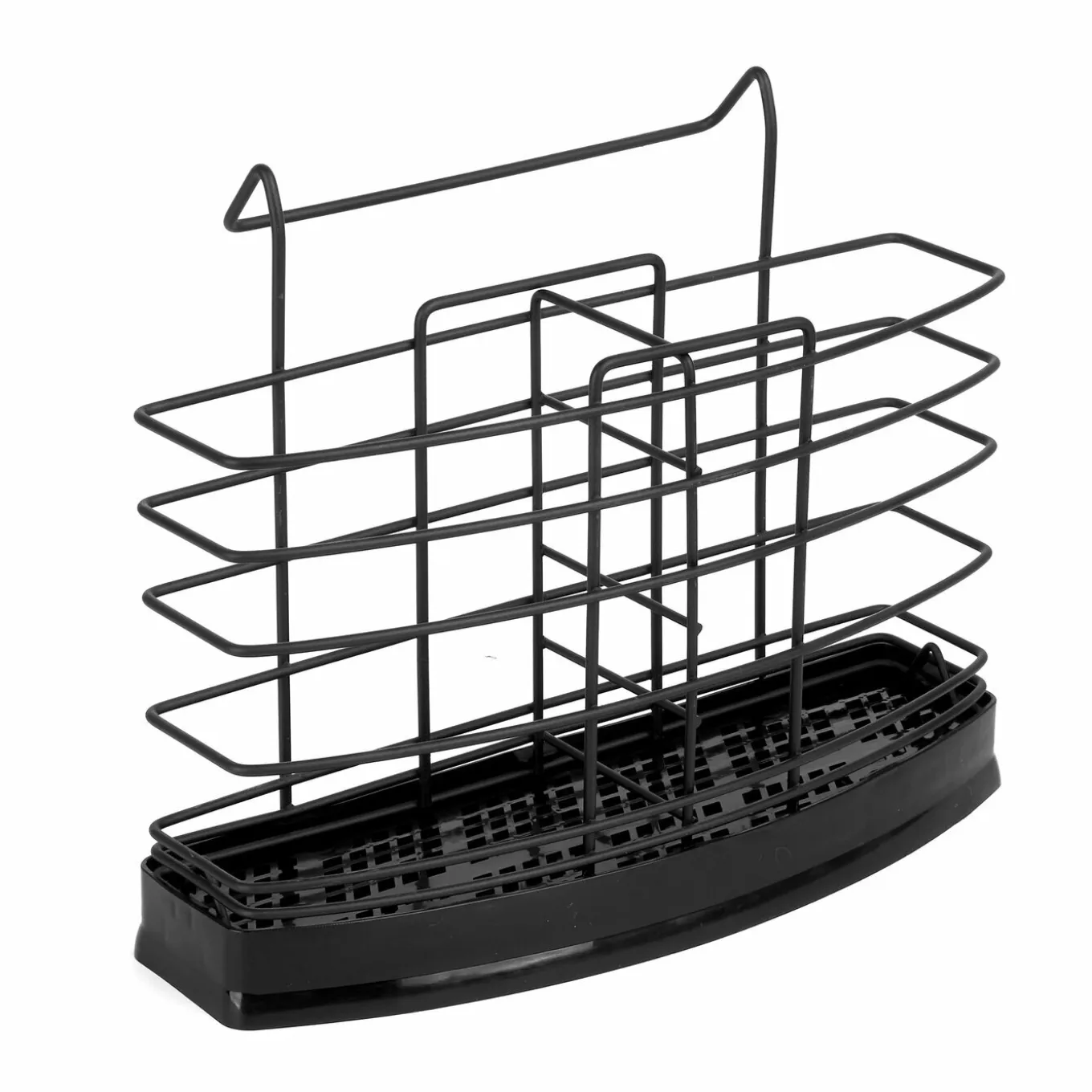 Ociekacz na sztućce metalowy Tadar 20 x 5 x 17 cm czarny