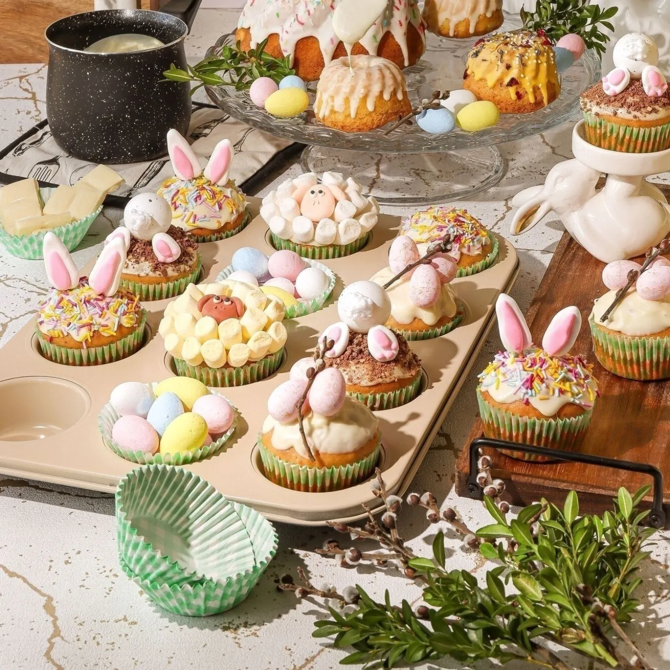 Papierowe papilotki do muffinek Tadar Zielone 60 sztuk mix wzorów