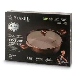 Patelnia głęboka na indukcję krótkie uchwyty Starke Pro Texture Copper 28 x 8 cm