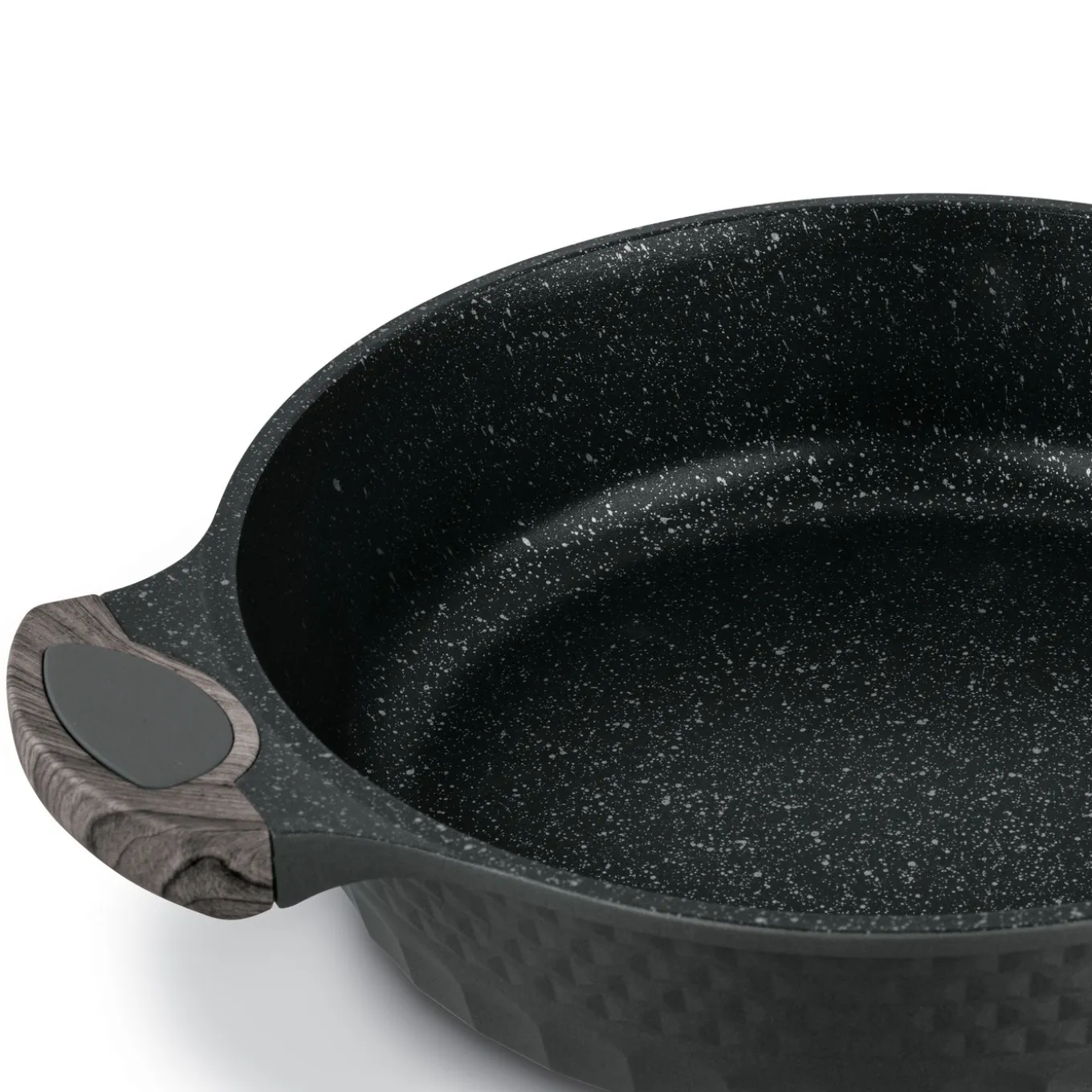 Patelnia głęboka na indukcję marmurowa z pokrywką Starke Pro Embossed 28 x 7,5 cm