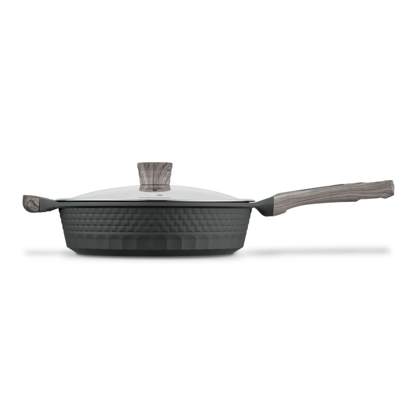 Patelnia głęboka na indukcję marmurowa z pokrywką Starke Pro Embossed 28 x 7,5 cm